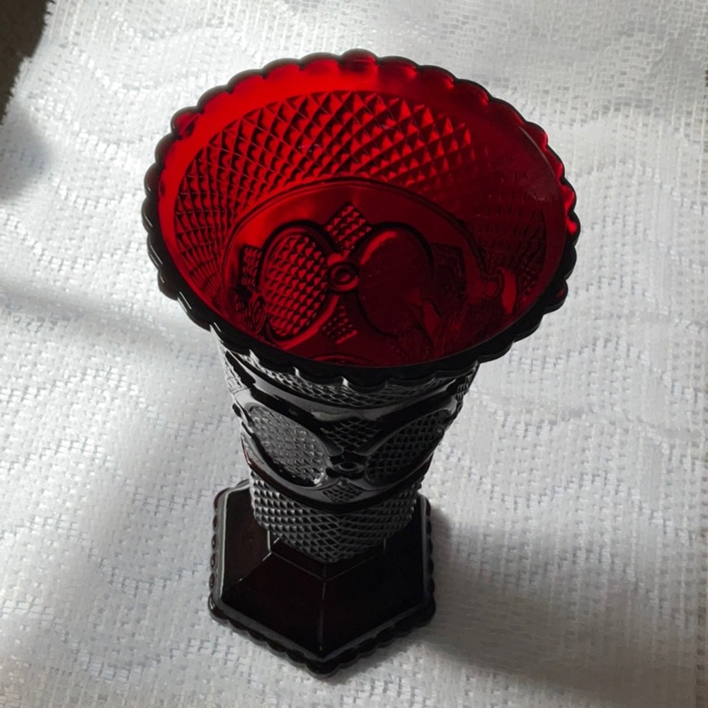 Cape Cod 1876 Ruby Red Glass Vase - Picture 3 of 9